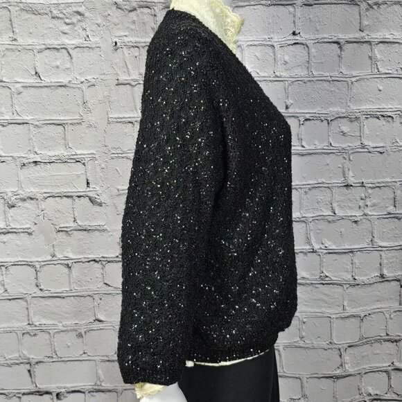 Imperial Imports 1950-60s - Sequin, beaded, and Lined - Black Sweater, Women's X - Picture 2 of 9